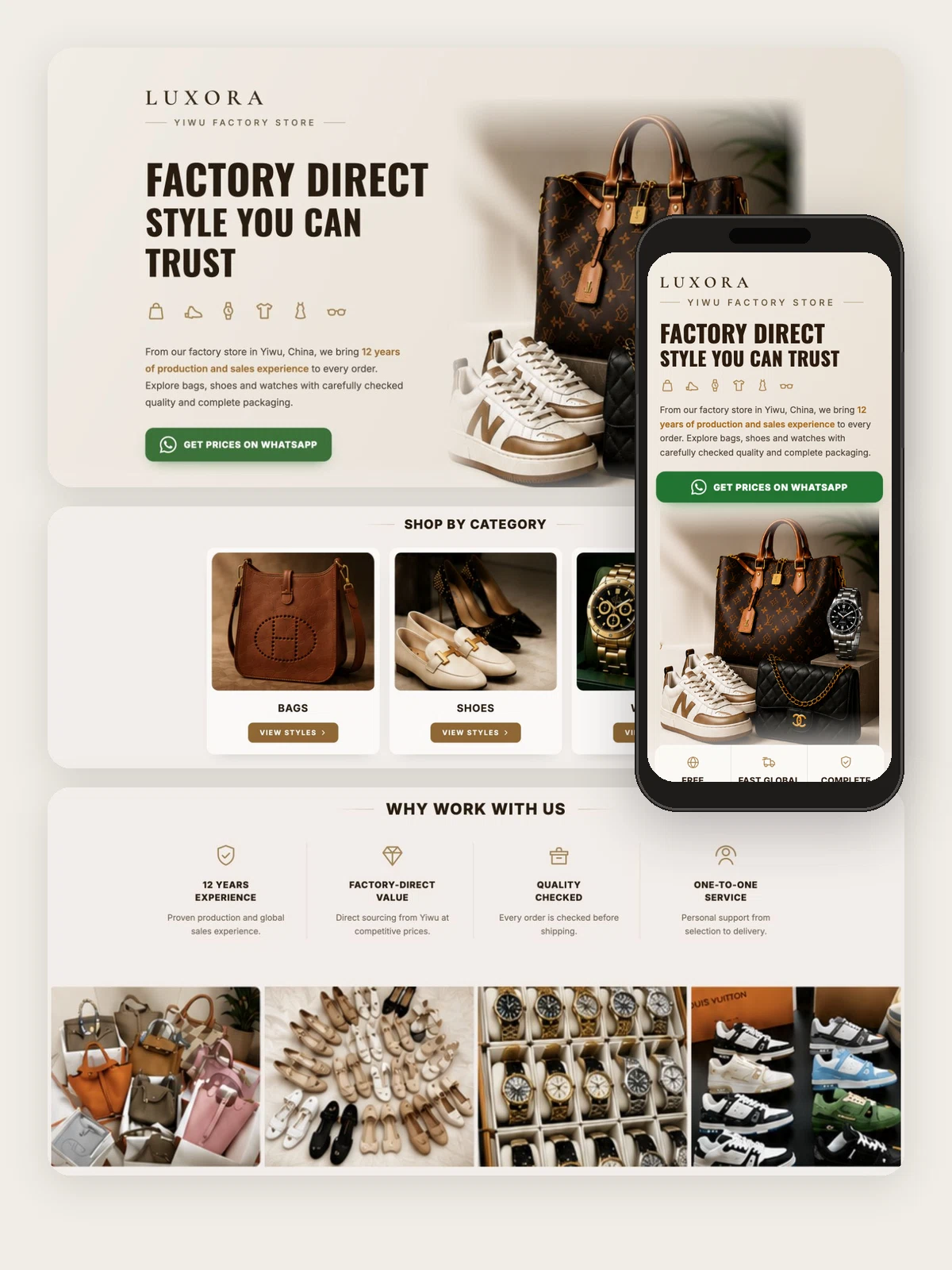 Fashion Accessories Factory Landing Page