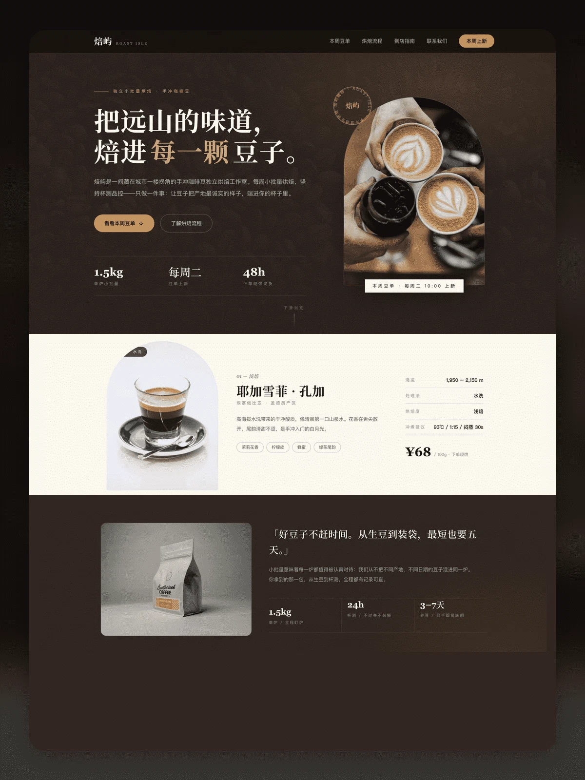 Specialty Hand-Drip Coffee Roastery & Bean Menu Website
