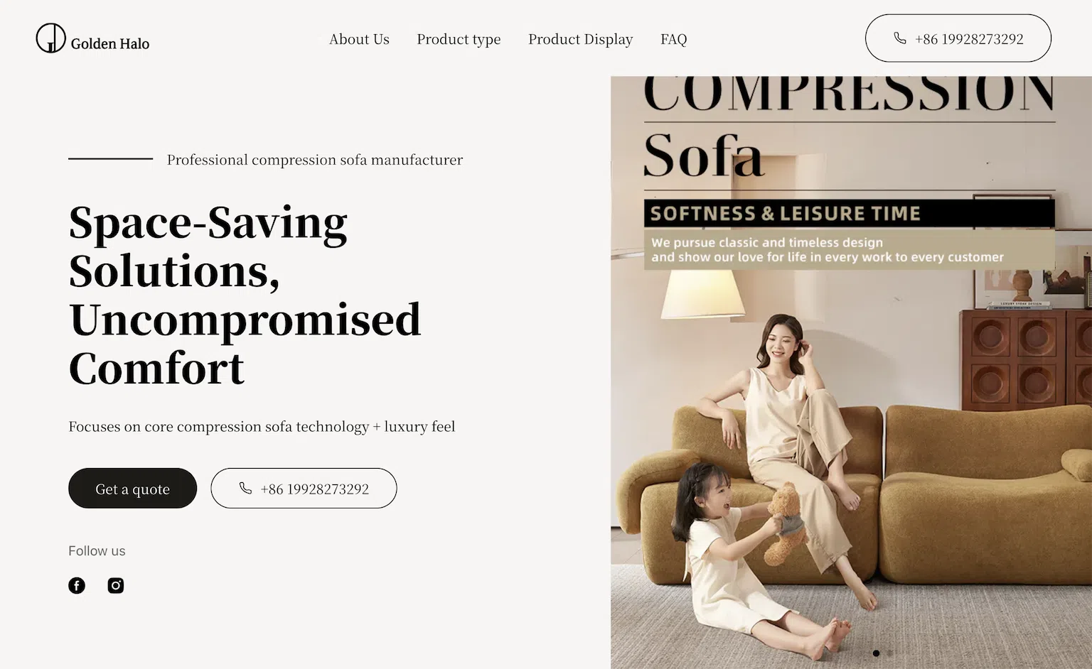 Golden Halo | Space-saving comfort customer website preview