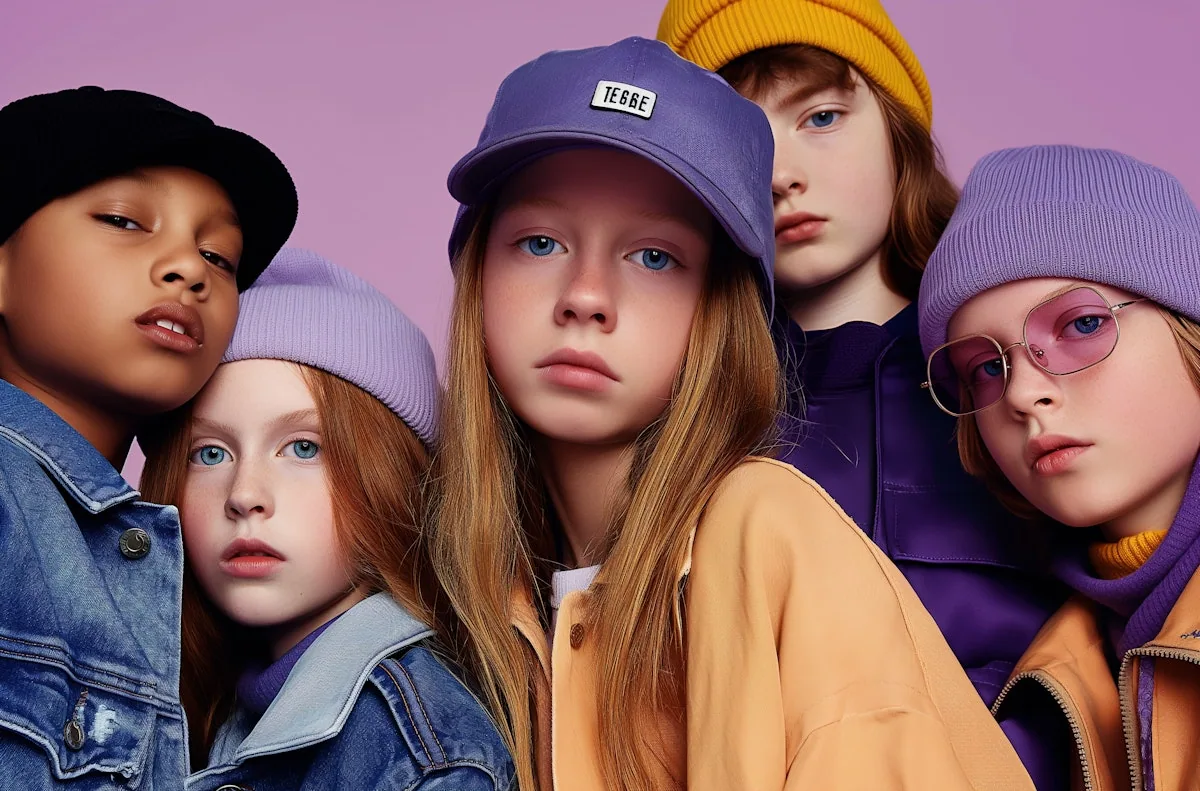 Happy children lying on the grass and making funny faces