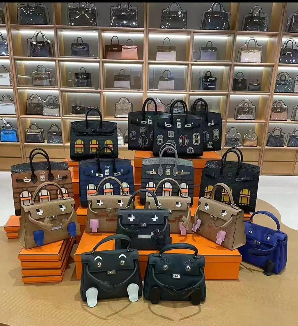 Luxury handbags displayed in a boutique