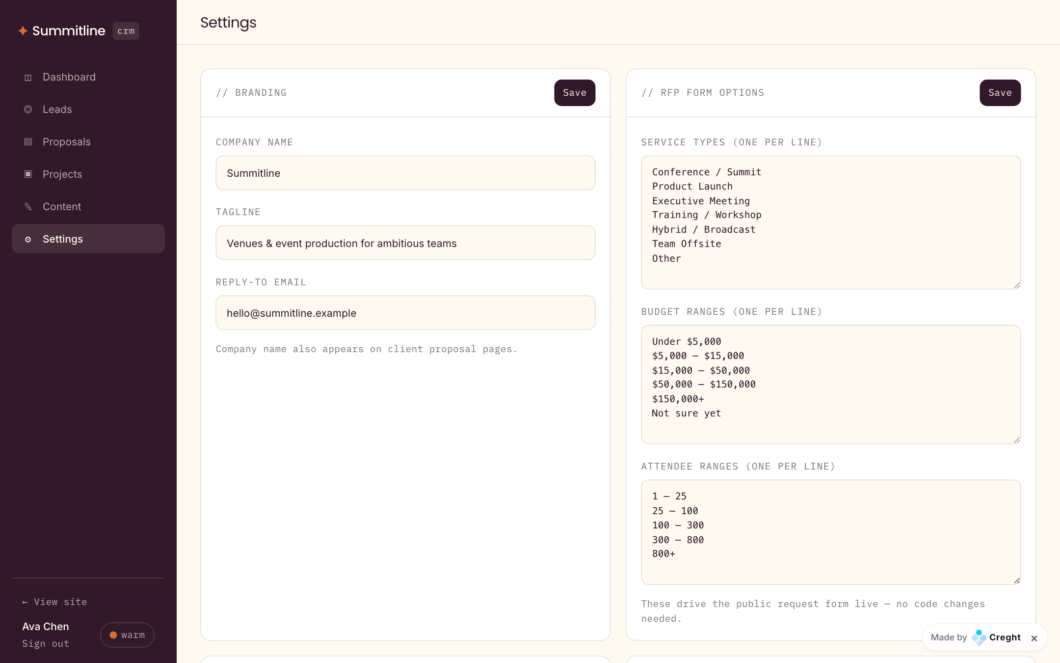 Content & Settings — run it without touching code