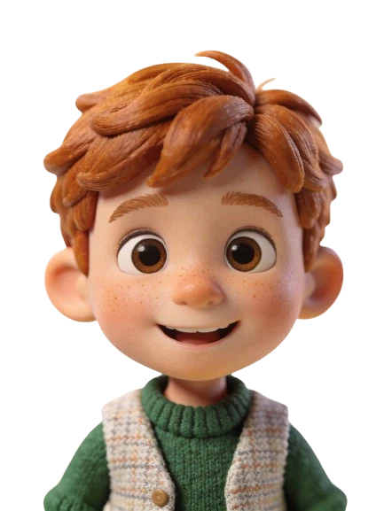 Smiling red-haired cartoon boy