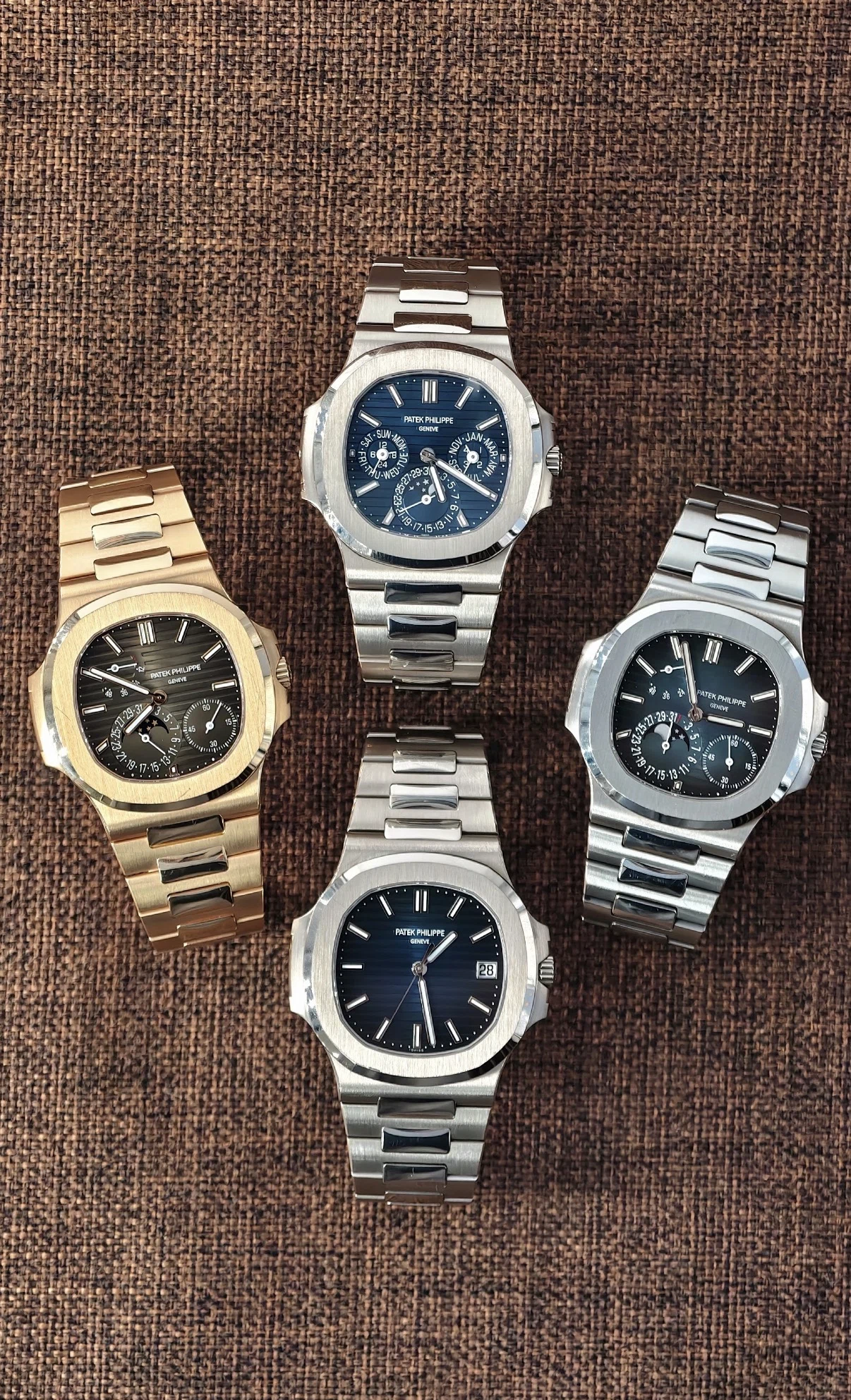 Luxury gold and steel watches with original presentation box