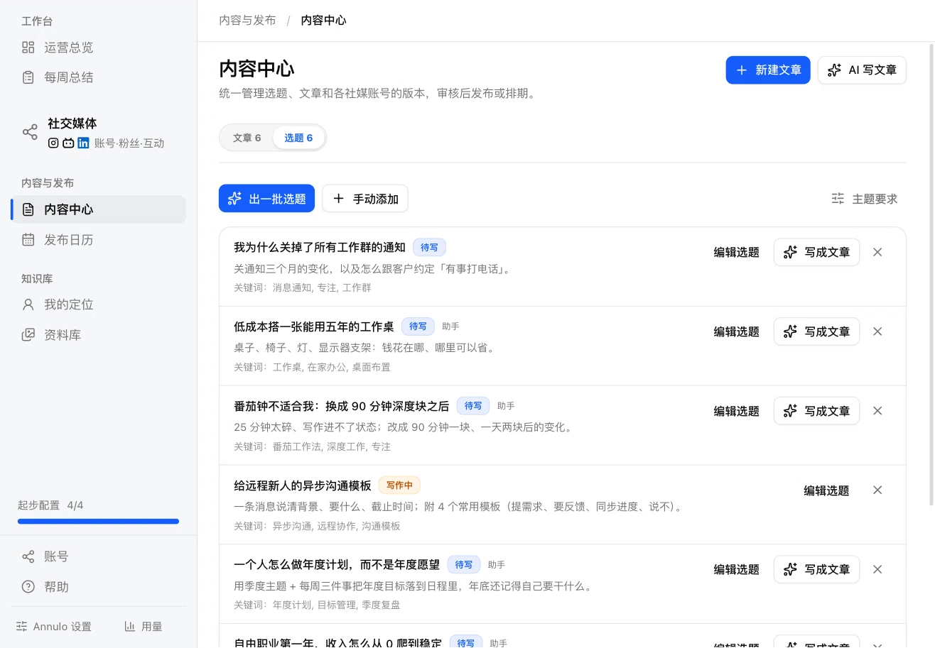 Content center · Topics